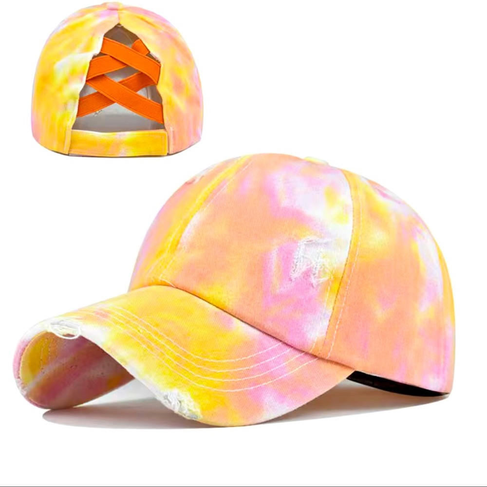 🐦🪺Hat- YELLOW/PINK/ORANGE TIE DYED